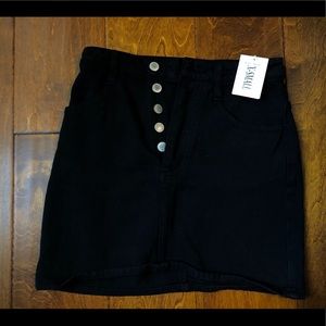 Black Denim Mini Skirt
